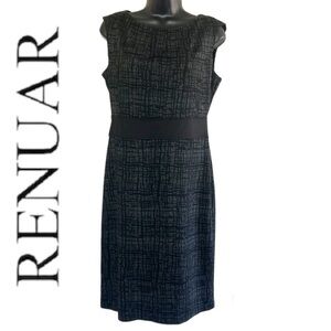 Renuar Women’s Black Printed Sleeveless Knee Length Dress Size 6